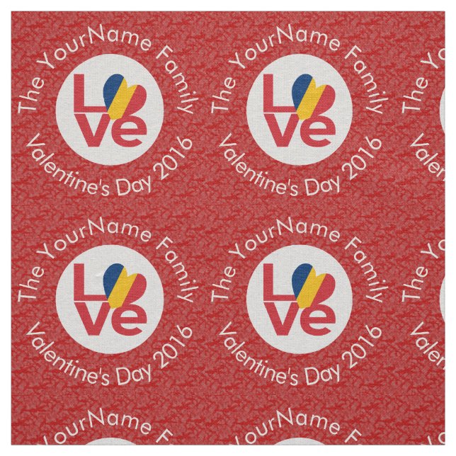 Chad Red LOVE Flag Personalized  Fabric (Swatch)