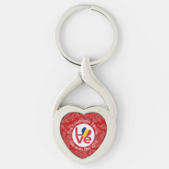 Chad Red LOVE Flag Personalized  Keychain (Front)