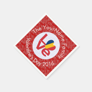 Chad Red LOVE Flag Personalized  Napkin