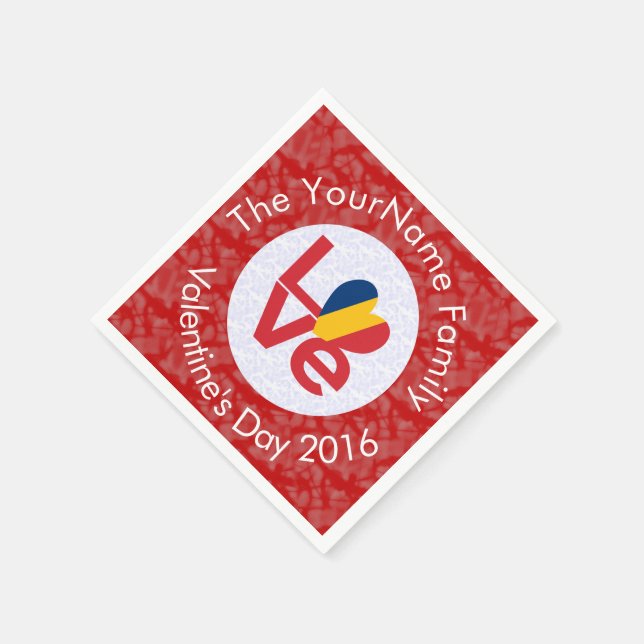 Chad Red LOVE Flag Personalized  Napkin (Corner)