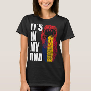 Chadian And Albanian Mix DNA Flag Heritage T-Shirt