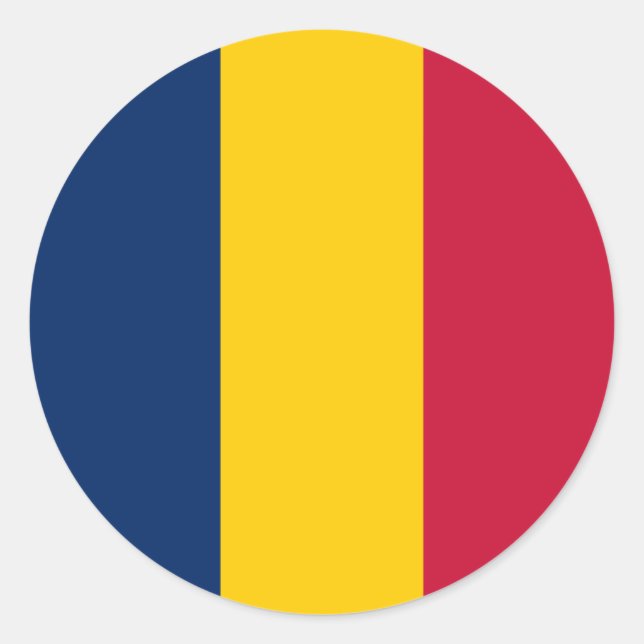 Chadian Flag, Flag of Chad Classic Round Sticker (Front)