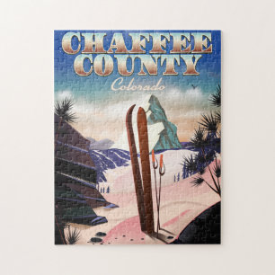 Chaffee County, Colorado ski poster. Jigsaw Puzzle
