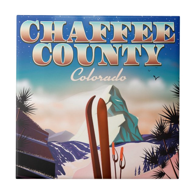 Chaffee County, Colorado ski poster. Tile (Front)