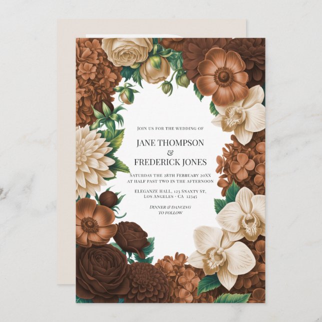 Chai Latte, Burnished Copper & Coffee Quartz Invitation (Front/Back)
