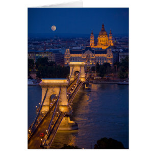 Chain Bridge and Full Moon at Night