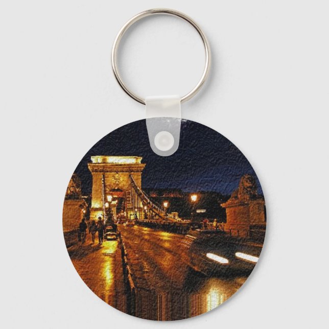 Chain Bridge(Budapest) at Night(1) Keychain (Front)