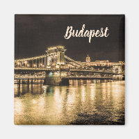 Chain Bridge Budapest at Night with Buda Castle
