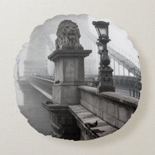 CHAIN BRIDGE, BUDAPEST ROUND PILLOW