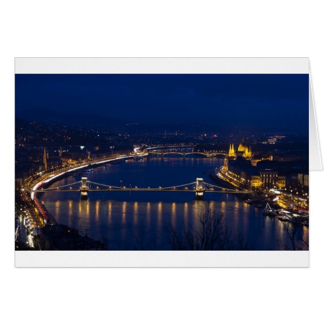 Chain bridge Hungary Budapest at night (Front Horizontal)