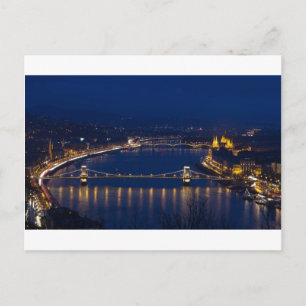 Chain bridge Hungary Budapest at night Postcard