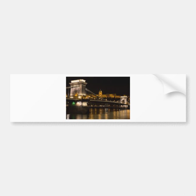 Chain Bridge with Buda Castle Hungary Budapest Bumper Sticker (Front)