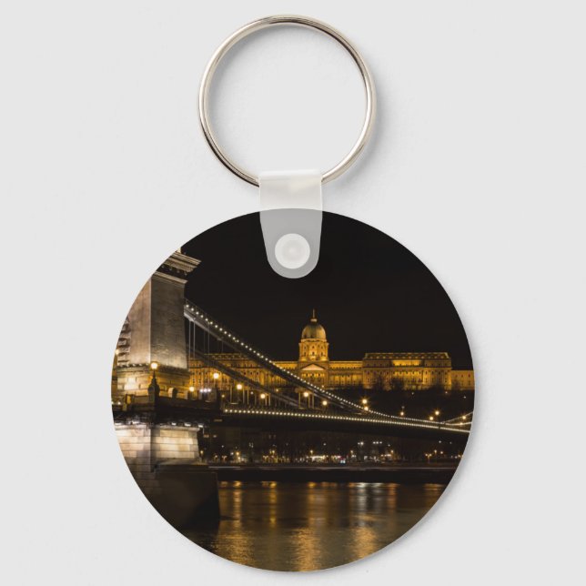 Chain Bridge with Buda Castle Hungary Budapest Keychain (Front)