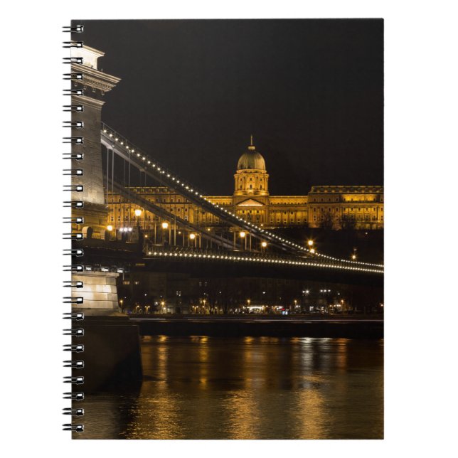 Chain Bridge with Buda Castle Hungary Budapest Notebook (Front)