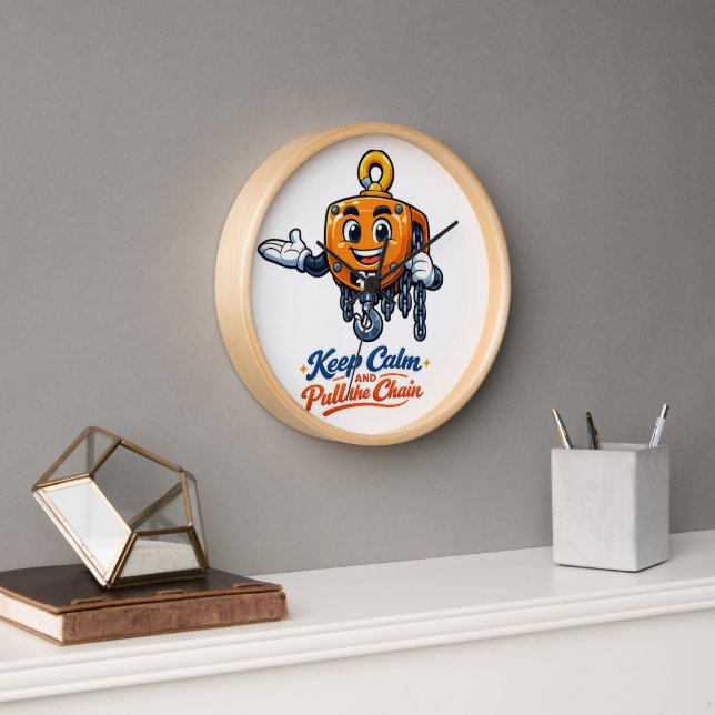 Chain Hoist Mascot Keep Calm Wall Clock (Office)