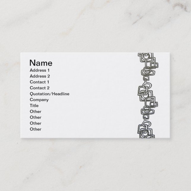 Chain Link-Chic Black And White Modern Minimalist Business Card (Front)