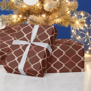 Chain Link Grid Espresso Wrapping Paper