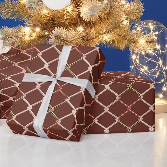 Chain Link Grid Espresso Wrapping Paper (Holidays)