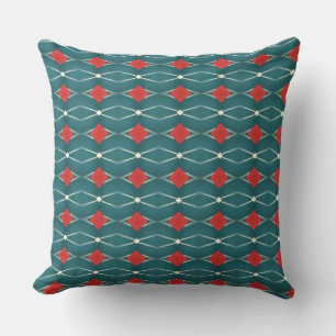 Chain of Red Diamond on White Cradle Design        Throw Pillow