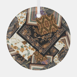 Chain, paisley, flowers: vintage patchwork. glass ornament