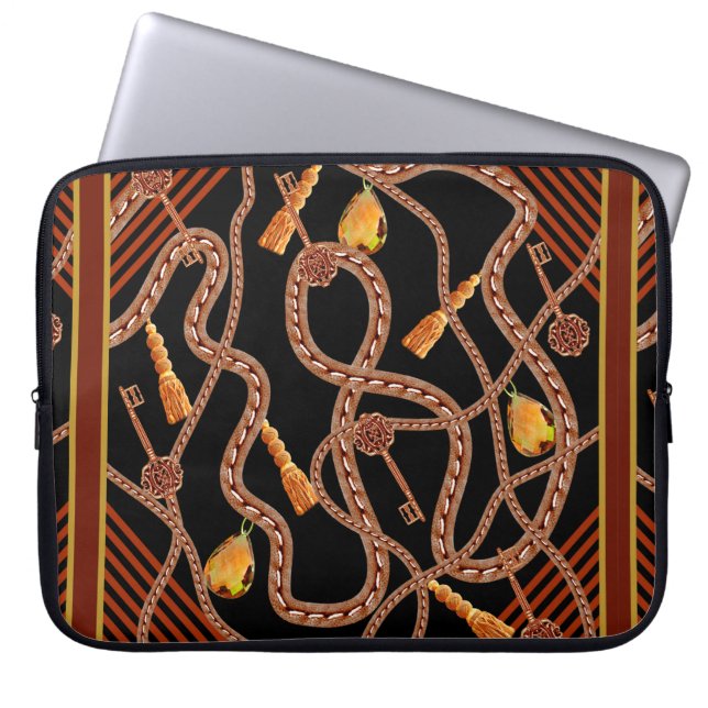 Chain pattern, scarf pattern. scarf design baroque laptop sleeve (Front)