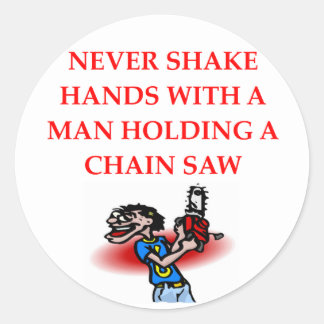 chain saw classic round sticker