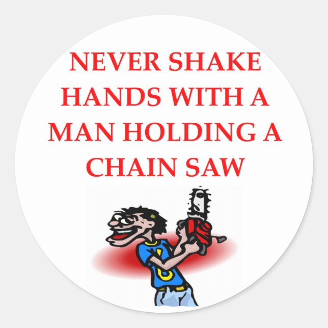 chain saw classic round sticker (Front)
