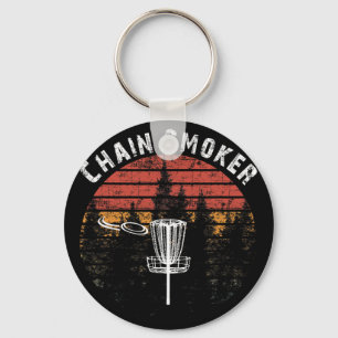 Chain Smoker Funny Disc Golf Frisbee Golfer Vintag Keychain