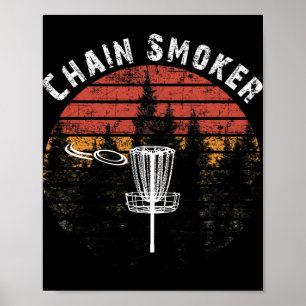 Chain Smoker Funny Disc Golf Frisbee Golfer Vintag Poster