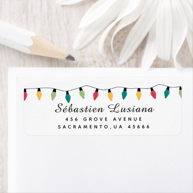 Chaîne d'ampoules de Noël Adresse de retour (En situation)