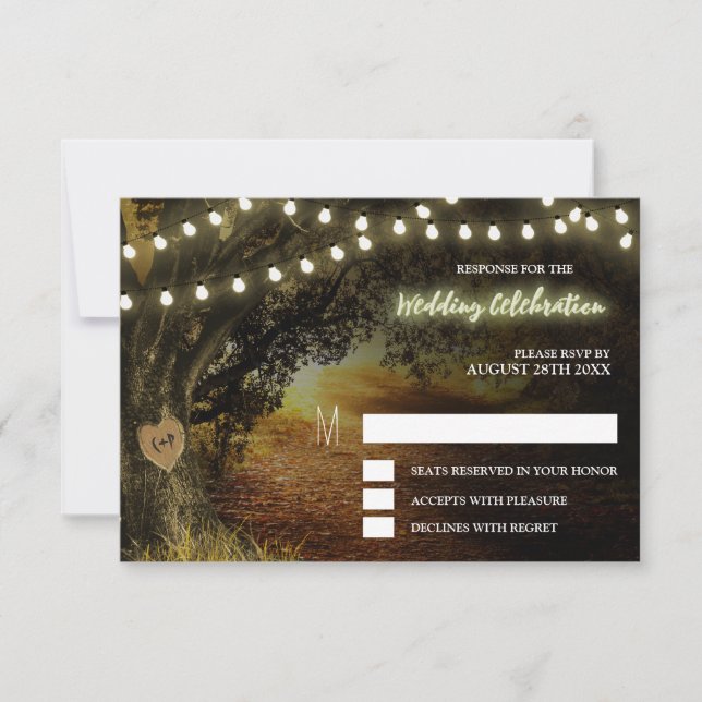 Chaîne d'automne Lights Oak Tree Wedding Cartes RS (Devant)