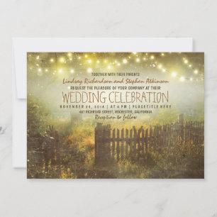 chaîne de lumières invitation mariage campagnard r