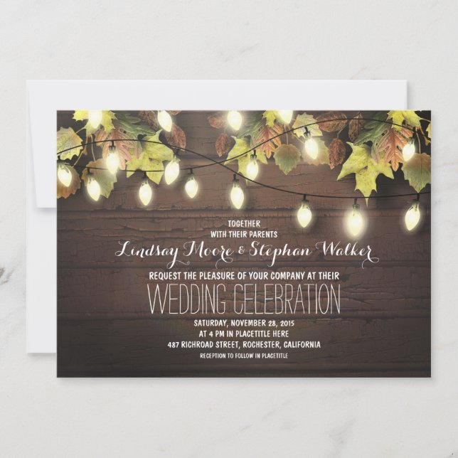 chaîne de lumières mariage de automne invitation (Devant)