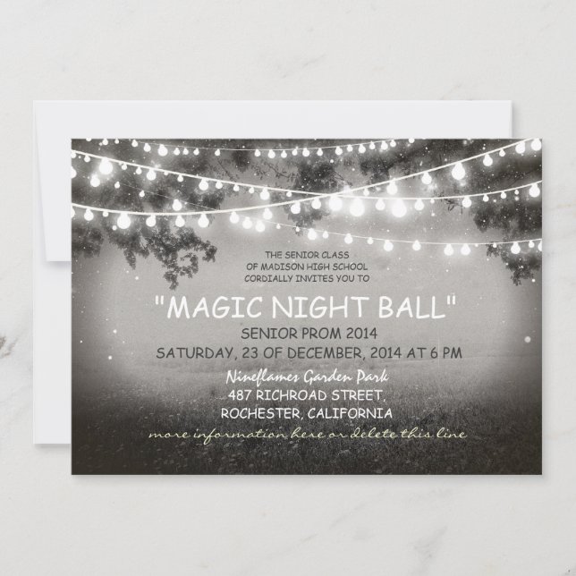 chaîne de lumières rustique Prom nuit Invitations (Devant)
