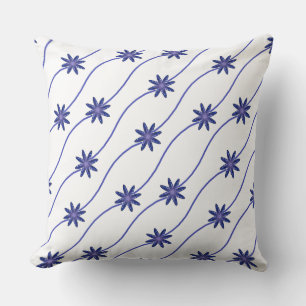Chaîne de marguerite blanche et bleue Coussin de m