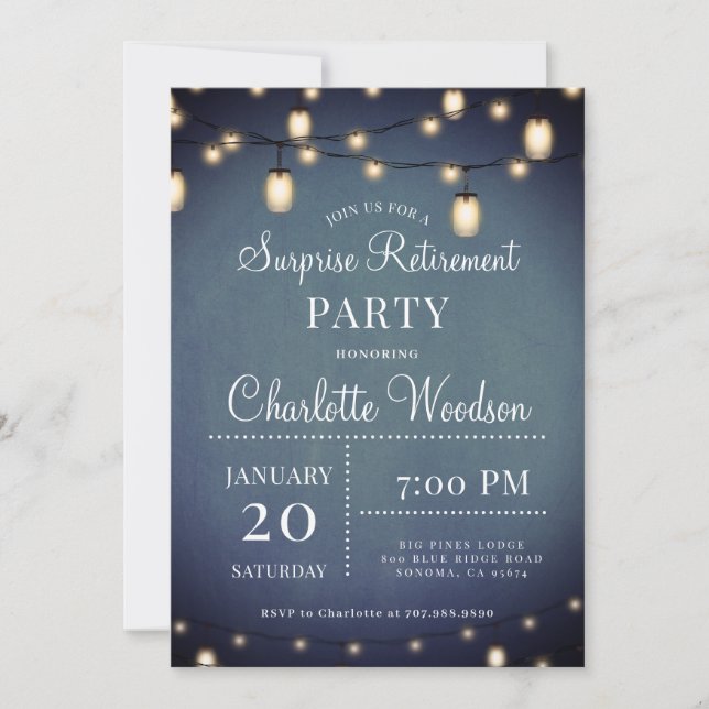 Chaîne Lights Surprise Retraite Party Invitation (Devant)