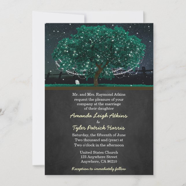 Chaîne Lumière Arbre de chêne Invitations de maria (Devant)