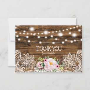 Chaîne Lumières Bois Floral et dentelle Carte de r