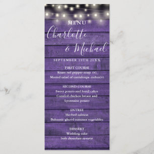 Chaîne Lumières violet rustique Mariage Menu