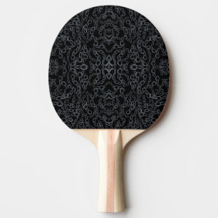 Chained Abstract Mirrored Image Gray On Black Art Ping Pong Paddle