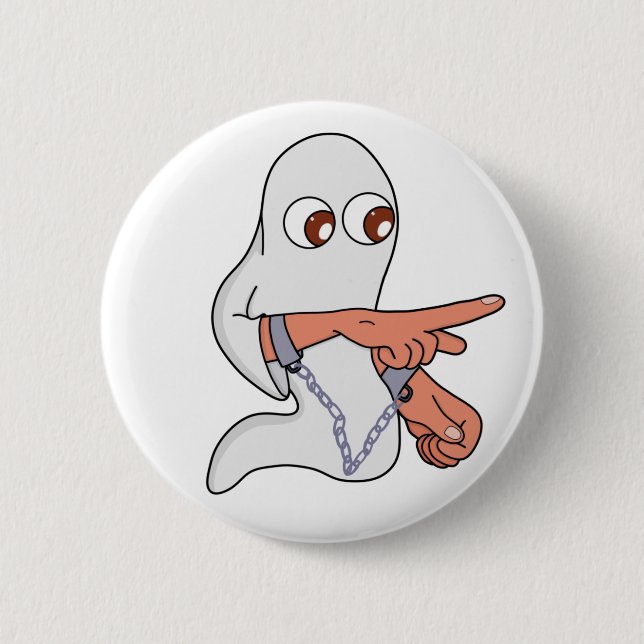 Chained ghost pointing forward 2 inch round button (Front)