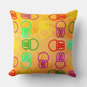 Chained Rings of Colours on Rugged Peach Colour Throw Pillow