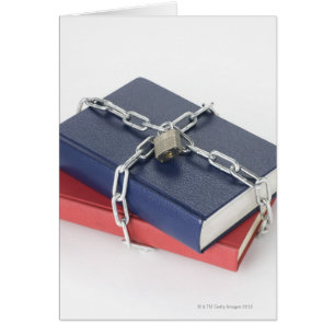 Chained stack of books
