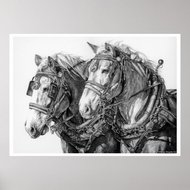 Chained to the World Draft Horses Drawing Poster (Devant)