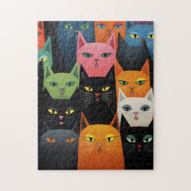 CHAÎNES COLORÉES CAT ART JIGSAW PUZZLE (Vertical)