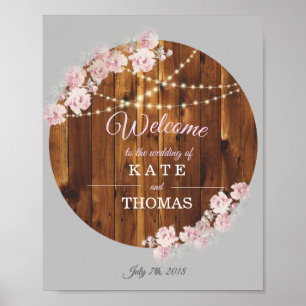 Chaînes lumineuses florales rustiques Affiche de b