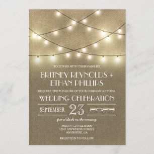 Chaînes lumineuses + Invitations De Mariage Rustiq