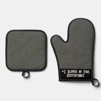 Chainmail Oven Mitts of Fire Resistance Oven Mitt & Pot Holder Set