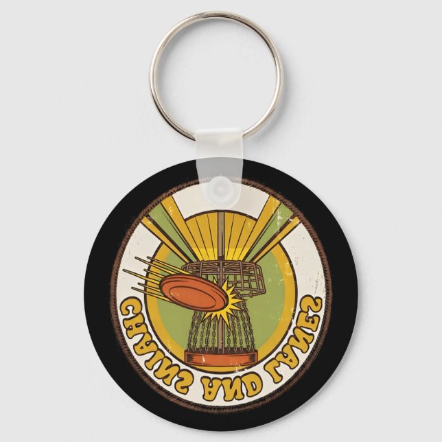 Chains And Lanes Disc Golf Course Player  Keychain (Front)