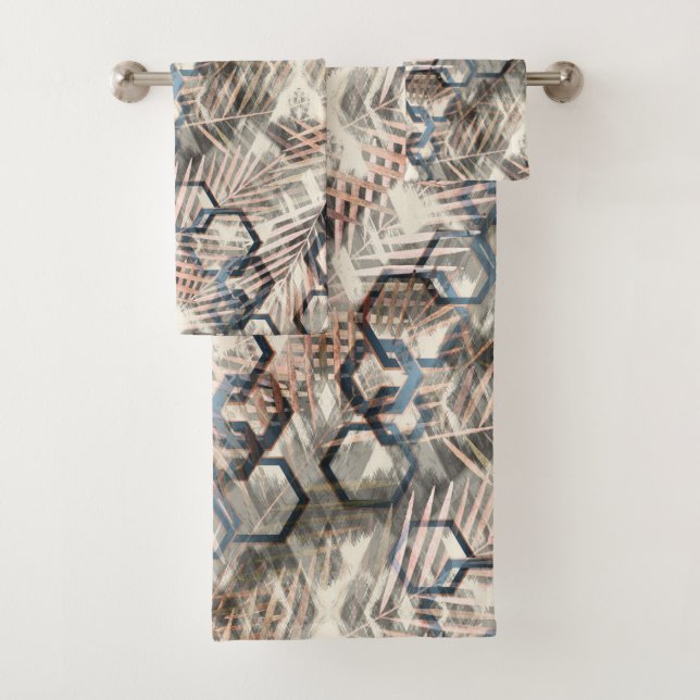 Chains on palm leaves. bath towel set (Insitu)